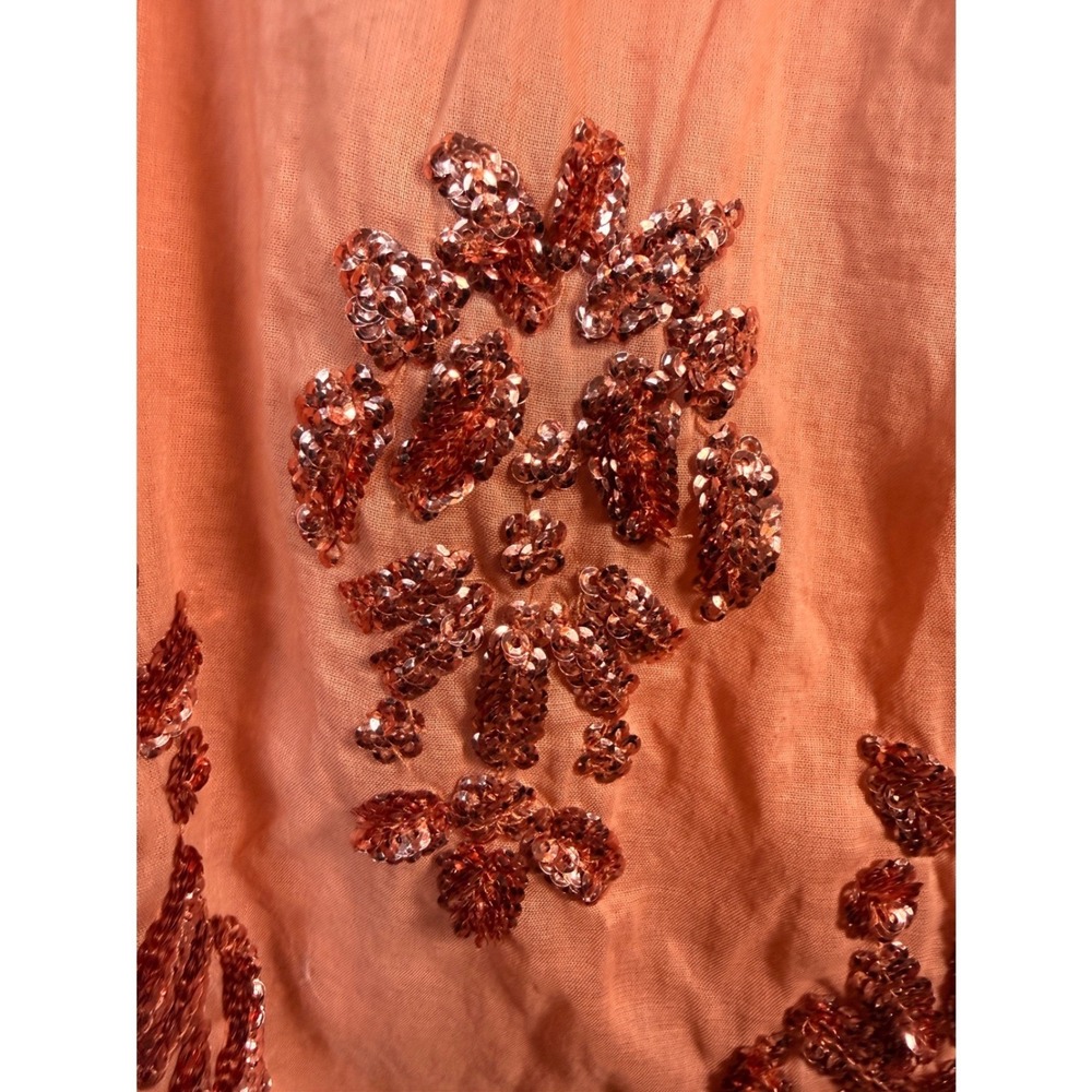 Anthropologie Maeve Peach Beaded Hem Boho Sleeveless‎ Top Size Large - Picture 4 of 7